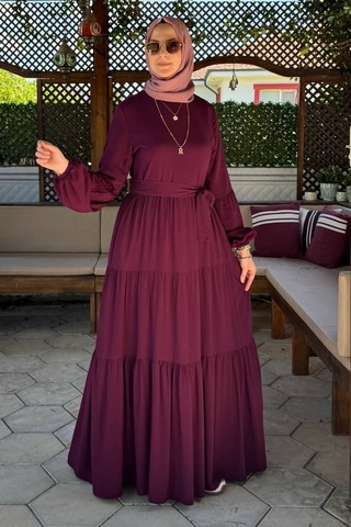 Rabia Şamlı Asil Elbise Vişne Normal