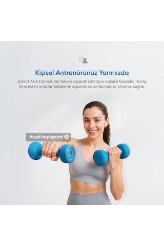 Şımart Akıllı Dambıl 2x1 Kg Uygulama Destekli, Sesli Yönlendirmeli, Lcd Ekranlı
