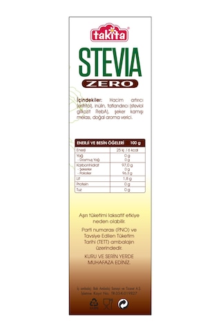 Takita Stevia Zero Kahverengi Toz Tatlandırıcı 250 G