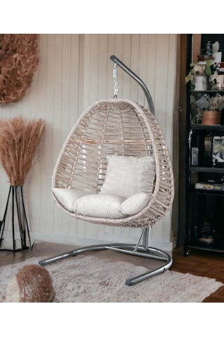 Tu Tienda Makrome İp Örgü Salıncak,krem Krem