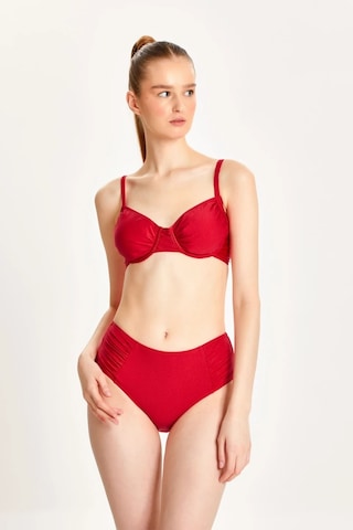 Too Salty Swimwear Kadın Büzgülü Balenli Toparlayıcı Yüksek Bel Bikini Takımı 24s101st Kırmızı