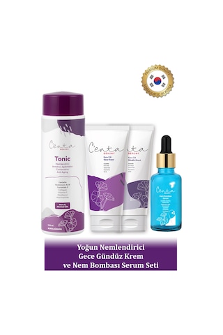 C'enta Beauty Kuru Ciltler için Gündüz Kremi 50 ML + Gece Kremi 50 ML + Nem Bombası Serum 30 ML + Tonik 200 ML