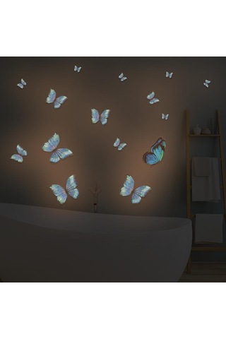 Pvc Duvar Sticker Işıklı Kelebek Duvar Sticker Pembe