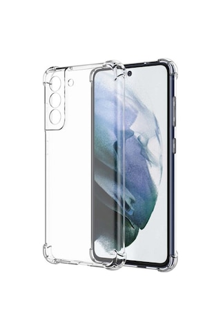 Samsung Uyumlu Galaxy S21 FE Kamera Korumalı Airbag Şeffaf Antishock Köşe Korumalı Antishock Silikon Kılıf