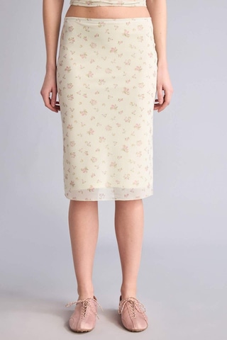 Defacto Kalem Floral Normal Bel Tül Midi Etek H5547ax26smyl111 Sarı-yl111