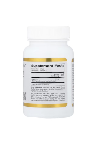 California Gold Nutrition Astaxanthin Antioxidant Carotenoid Astalif Pure Icelandic 99% 12 Mg 30 Caps