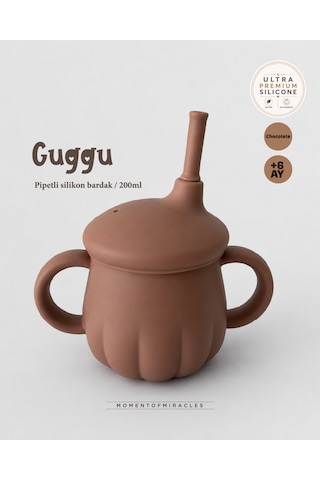 Tgm Baby Guggu Ultra Premium Silikon Pipetli Alıştırma Bardağı 200 Ml Kahverengi