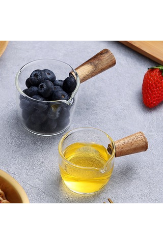 Kangvka Ahşap Saplı Cam Ölçü Kupa, 50ml Kahve Ve Süt Ölçümü, Isı Dayanıklı, Ev/kafe Ofis Kullanıma Uygun Diğer