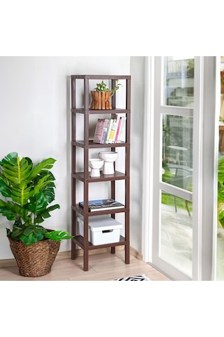 Mithra Life MIT1048 6 Katlı Plastik Kahverengi Banyo Mutfak Rafı Kahverengi