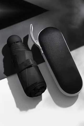 Marlux Mini Süper Çantalı Fermuarlı Kılıflı Rüzgar Koruma 8 Fiber Telli Şemsiye Marlux214ml Kapsül Şemsiye Siyah