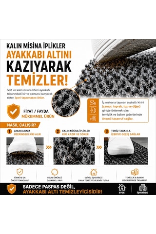 Aquila Kir ve Nem Tutucu Kapı Önü Temizlik Paspası Antrasit 90 x 150 cm