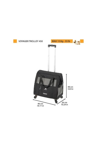 Ferplast Voyager 450 Kedi Ve Köpek Tekerlekli Taşıma Çantası Siyah 46x26x48 Cm