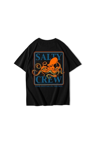 Brz Collectıon Brz Collection Unisex Oversize Octopus T-shirt Siyah