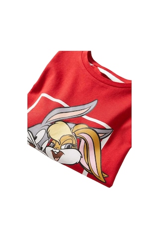 Lolliboomkids Yeni Sezon Kırmızı Renk Tavşan Baskılı Sevilen Karakterler Detaylı T-shirt Kırmızı