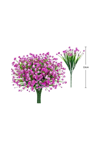 6lı Set Yapay Çiçek Sazlı Lotus Lila Renk 7 Dal Plastik 30cm