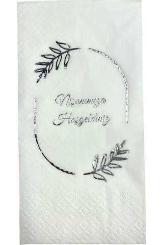 Nişan Peçetesi Gümüş Varak Baskılı 16 Adet Diğer