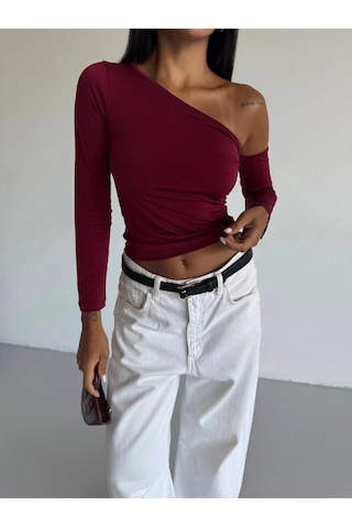 Kazax Omuz Detaylı Kollu Bluz Bordo F2336 Bordo