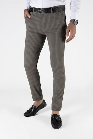 Terapi Men Erkek Slim Fit Dik Çizgili Italyan Kesim Keten Pantolon 21k-2200420-2 Kahve Kahverengi