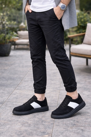 Dmr Elegance Jy011 Line Erkek Günlük Bağcıklı Süet Spor Sneaker Ayakkabı Sst - Siyah/beyaz