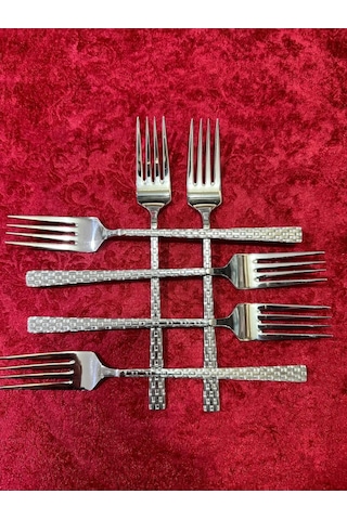 6'lı Lüx Hasır Yemek Çatalı -69022 Çok Renkli