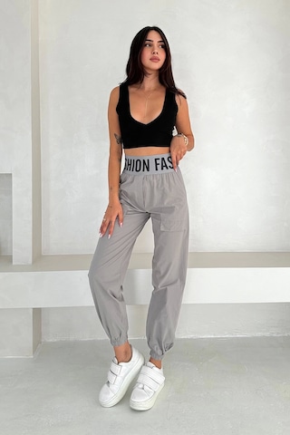 Beli Lastikli Fashion Pantolon Gri Gri