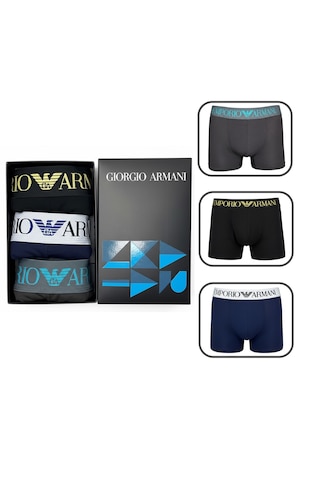 Emporio Armani Erkek 3'lü Boxer Set Gri Füme Lacivert Siyah