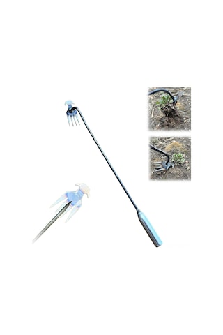 Xindoker Bahçe Çim Kaldırma Aleti - 4 Dişli Demir Saplı 50cm Uzunluklu Çim Kökü Kaldırıcı Ve Toprak Gevşeticisi - Karton+baloncuk Poşet Paketli