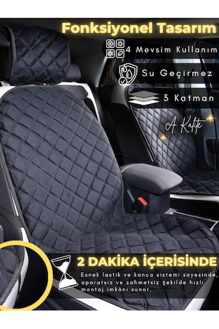Fiat Egea Cross Uyumlu 2'li Süet Oto Koltuk Minderi Terletmez Kolay Montaj Oto Kılıf A2 Siyah