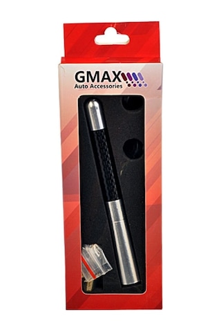 Karbon Alüminyum Spor Oto Anten 12cm Universal Evrensel Kısa Araç Anteni Gümüş Siyah Vidalı Set Gmax