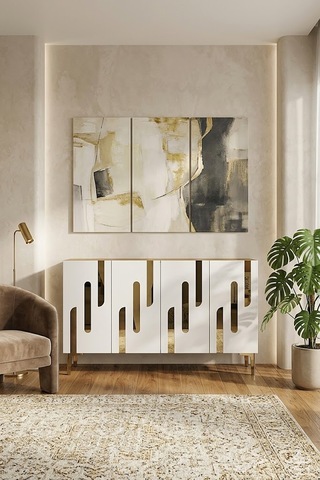 Ka1229dbg Ece Konsol Ve Tv Sehpası Safirmeşe - Beyaz - Gold 120cm Safirmeşe-gold