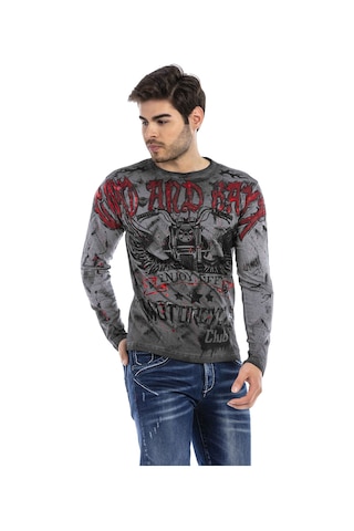 Cipo & Baxx CL455 Boya Baskılı Biker Sweatshirt Antrasit
