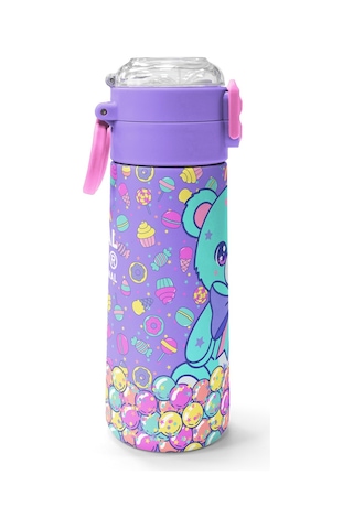 Coral High Kids Milka Şeker Ayıcık Desenli Pipetli Ve Direkt İçim Çelik Termos 500 Ml 38105 Su Yeşili