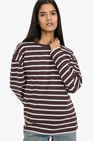 Defacto %100 Pamuk Loose Fit Çizgili Sweatshirt F7758ax26spbn338 Kahve-bn338