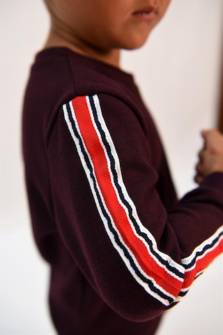 Luess Erkek Çocuk Şerit Detaylı Siyah Alt - Üst Takım Bordo