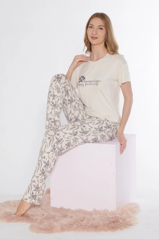 Kısa Kol Viskon Pijama Takımı Flz 88-118 Taş