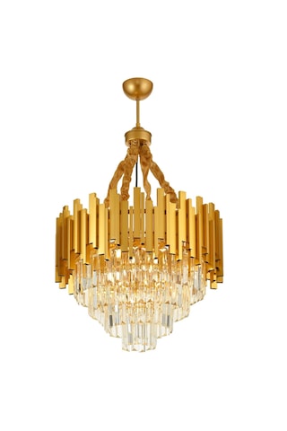 Sima 50 Cm'lik Kristal Cam Taşlı Lüks Avize - Sarı Yaldız Sarı Yaldız