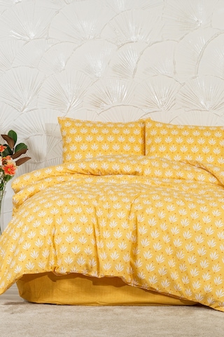 Elart Riva Nevresim Takımı Tek Kişilik Lastikli Çarşaf 160x220 Cm Sarı Sarı
