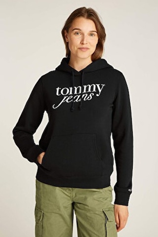 Kadın Tjw Logo Kapüşonlu Sweatshirt - Siyah Black