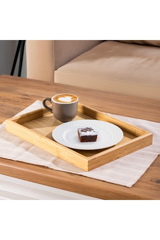 Porsima Pbt-362 Ahşap Tepsi 2li Set Çay Kahve Bambu Sunumu Tepsi Seti Ahşap