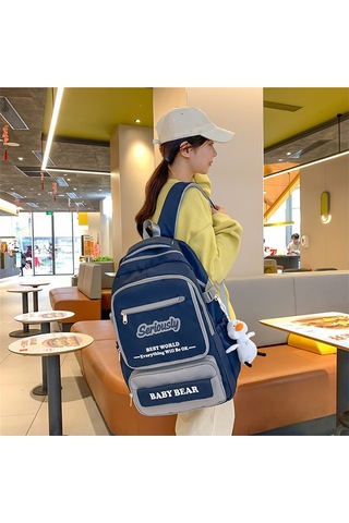 Genç Kızlar İçin Şık Ve Konforlu Büyük Kapasiteli Okul Çantası, Ortaokul Öğrencilerine Özel Modaya Uygun Sırt Çantası, Dayanıklı Ve Ergonomik Tasarım MAvi