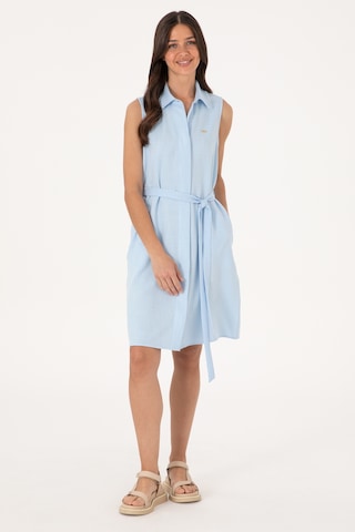 U.S. Polo Assn. Kadın Açık Mavi Kemerli Mini Boy Dokuma Elbise 50306644-VR003