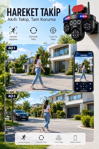 Mpıa Umeko 4 Kameralı 7 Lensli Wifi Kamera 3 Ptz 10x Optik Zoom Ip66 Gece Görüş