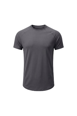 Genius Store Erkek Spor Tişört Fitness Antrenman Tişörtü Oval Kesim Likralı Süprem Reglan Kol Oval-t22 Füme