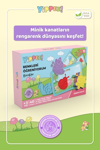 Renkleri Öğreniyorum Böcekler Renk Eşleştirme Oyunu 40 Parça