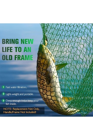 Yeşil, 40 Cm Balık Ağı, Tatlı Su, Tuzlu Su İçin Katlanabilir Balık Ağı, Sapsız