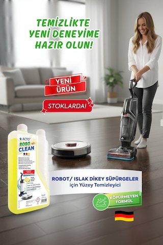 Acto Robo Clean Robot & Islak Dikey Süpürgeler İçin Konsantre Yüzey Temizleyici Tekli