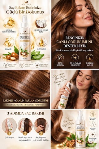 Keratinli Saç Bakım Spreyi Isı Ve Renk Koruma, Keratin, Seramid, Panthenol Ve Hindistan Cevizi Sütü 150 Ml