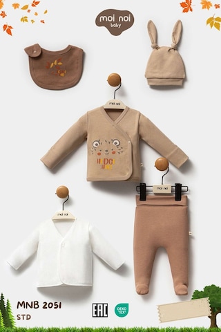 Moi Noi Baby Kirpi Desen 5'li Set Hastane Çıkışı Çok Renkli