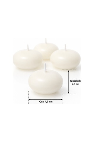 Suda Yüzebilen Mum 4 Saat Yanma Krem Kokusuz Dekoratif Yüzen Mum 4,5 X 2,5 Cm