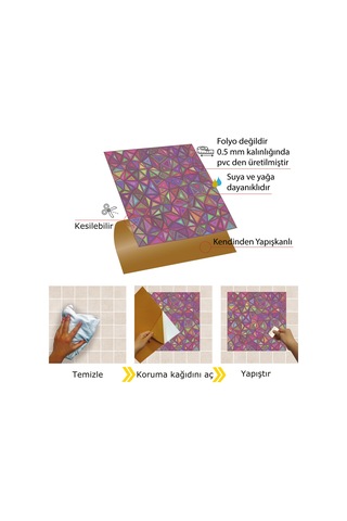 Tink KENDİNDEN YAPIŞKANLI GEOMETRİK KUŞAK DESENLİ PVC KARO 30X30 CM